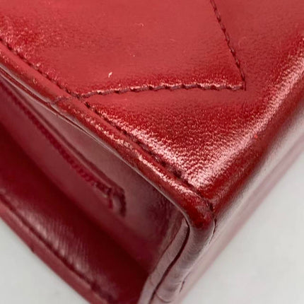 Chanel Vintage Half Moon Red Lambskin Gold Matelasse Chain Shoulder Bag