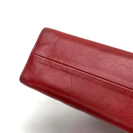Chanel Vintage Half Moon Red Lambskin Gold Matelasse Chain Shoulder Bag