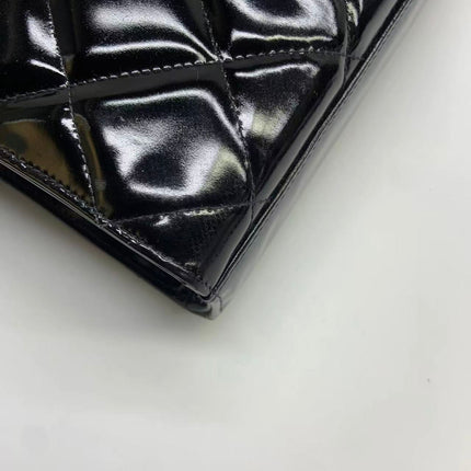 Chanel Vintage Briefcase Black Patent Leather Gold Mega CC Hardware