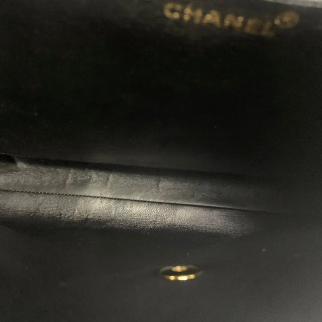 Chanel Vintage Briefcase Black Patent Leather Gold Mega CC Hardware