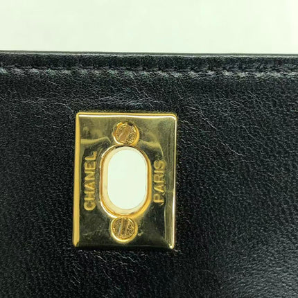 Chanel Vintage Octagon Small Quilted Black Lambskin Leather Gold Hardware Crossbody Bag