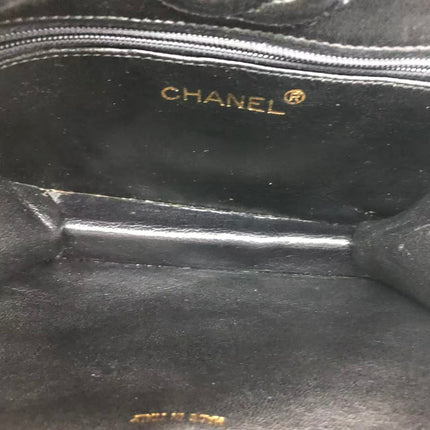 Chanel Vintage Octagon Small Quilted Black Lambskin Leather Gold Hardware Crossbody Bag
