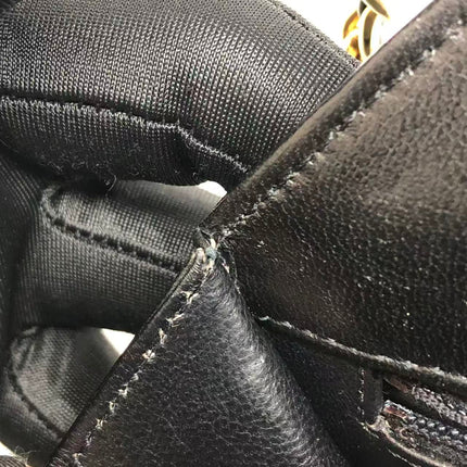 Chanel Vintage Octagon Small Quilted Black Lambskin Leather Gold Hardware Crossbody Bag
