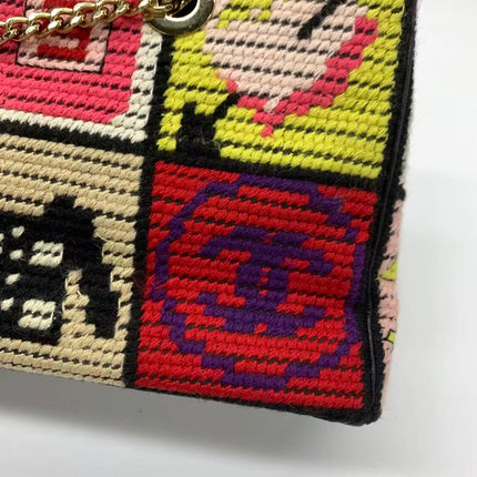 Chanel Rare Precious Symbols Needlepoint East West Shoulder Bag