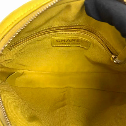 Chanel Round Camera Bag Yellow Quilted Lambskin Leather Silver Hardware