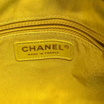 Chanel Round Camera Bag Yellow Quilted Lambskin Leather Silver Hardware
