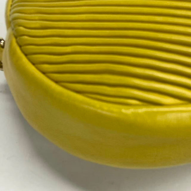 Chanel Round Camera Bag Yellow Quilted Lambskin Leather Silver Hardware