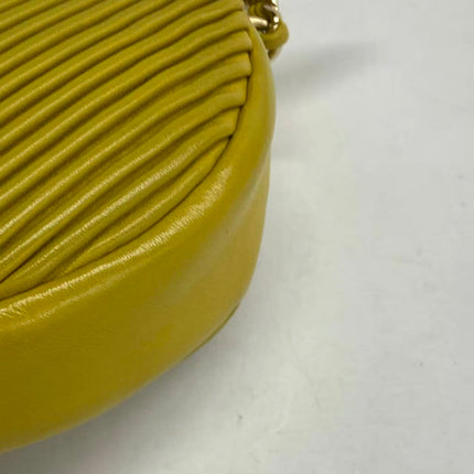Chanel Round Camera Bag Yellow Quilted Lambskin Leather Silver Hardware