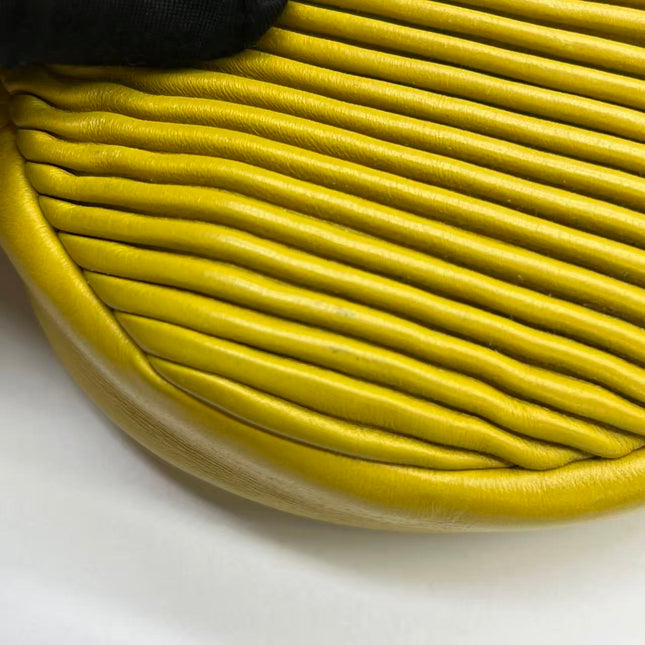 Chanel Round Camera Bag Yellow Quilted Lambskin Leather Silver Hardware