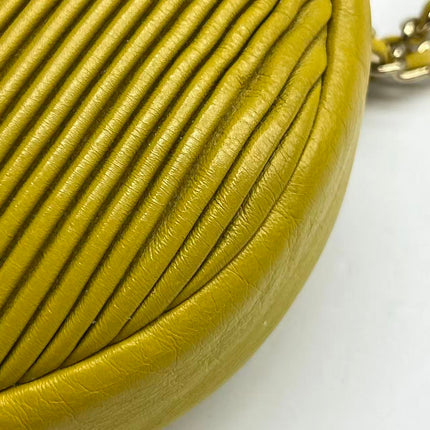 Chanel Round Camera Bag Yellow Quilted Lambskin Leather Silver Hardware