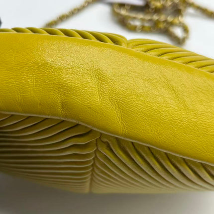 Chanel Round Camera Bag Yellow Quilted Lambskin Leather Silver Hardware