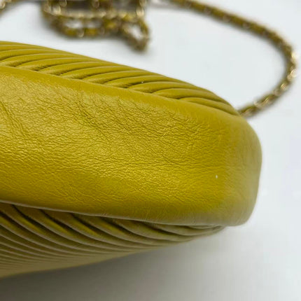 Chanel Round Camera Bag Yellow Quilted Lambskin Leather Silver Hardware