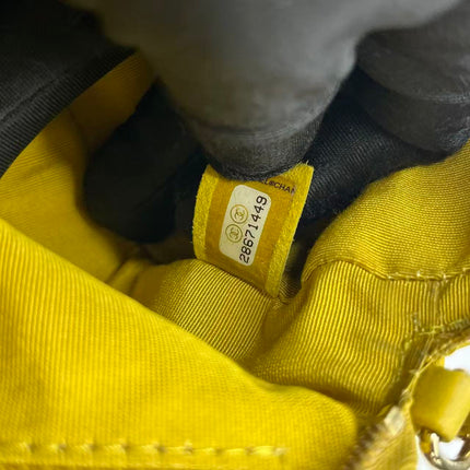 Chanel Round Camera Bag Yellow Quilted Lambskin Leather Silver Hardware