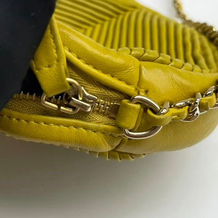Chanel Round Camera Bag Yellow Quilted Lambskin Leather Silver Hardware