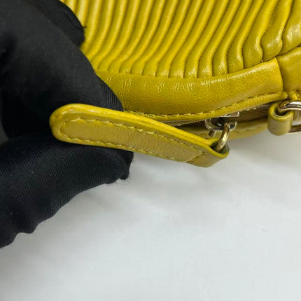 Chanel Round Camera Bag Yellow Quilted Lambskin Leather Silver Hardware