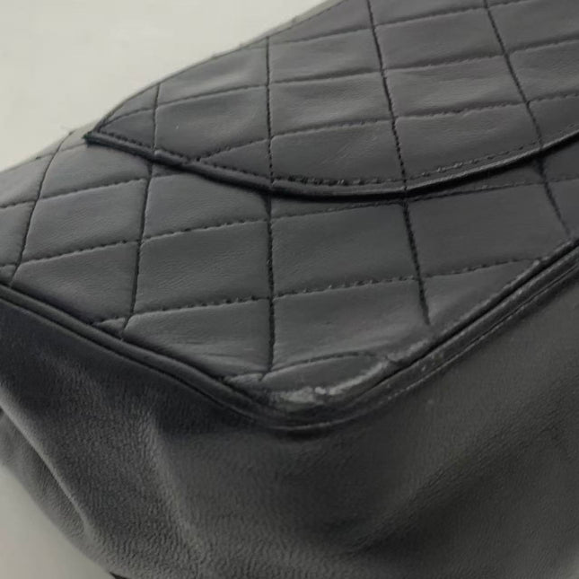 Chanel Classic Flap Vintage Black Lambskin Leather with Gold Hardware Chain Strap