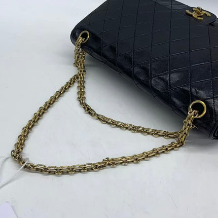 Chanel Classic Flap Vintage Black Lambskin Leather with Gold Hardware Chain Strap