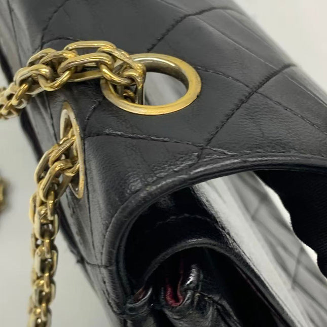Chanel Classic Flap Vintage Black Lambskin Leather with Gold Hardware Chain Strap