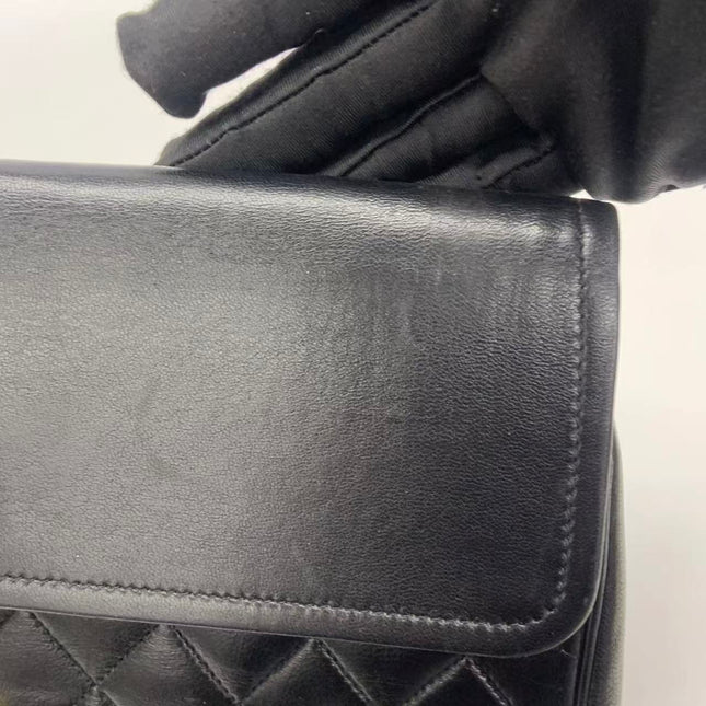 Chanel Classic Flap Vintage Black Lambskin Leather with Gold Hardware Chain Strap