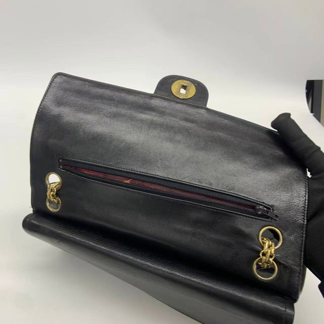 Chanel Classic Flap Vintage Black Lambskin Leather with Gold Hardware Chain Strap