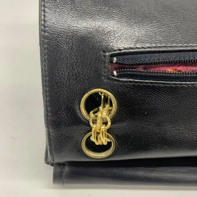 Chanel Classic Flap Vintage Black Lambskin Leather with Gold Hardware Chain Strap