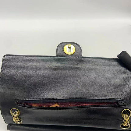 Chanel Classic Flap Vintage Black Lambskin Leather with Gold Hardware Chain Strap