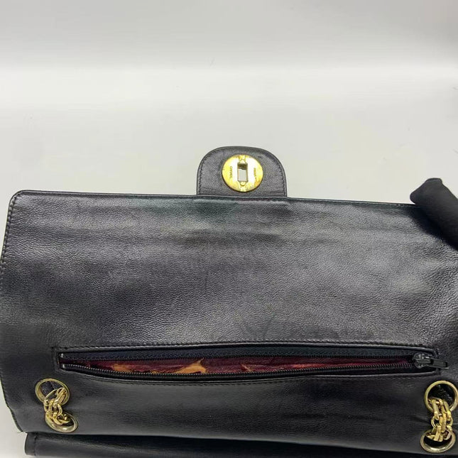 Chanel Classic Flap Vintage Black Lambskin Leather with Gold Hardware Chain Strap
