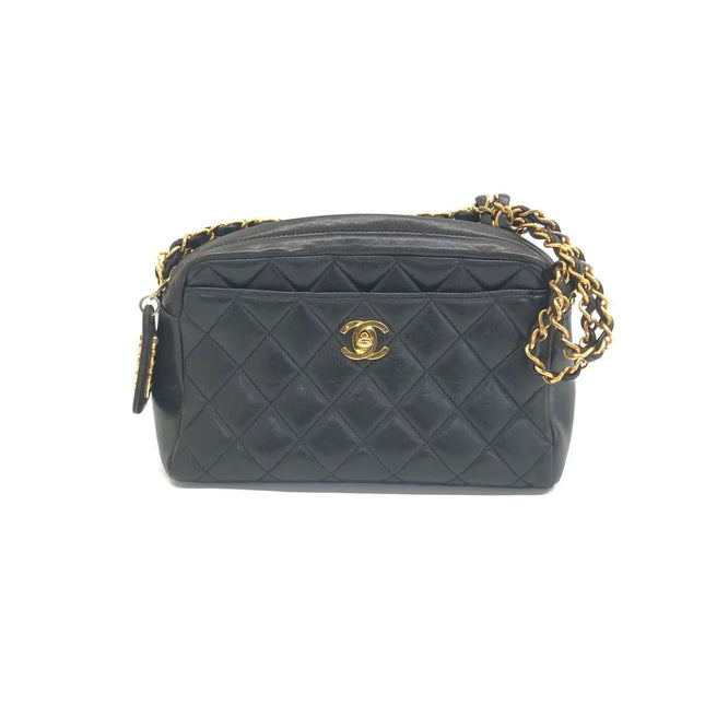 Chanel Vintage Camera Bag Black Lambskin Leather Gold Hardware, 1996-1997-Luxbags