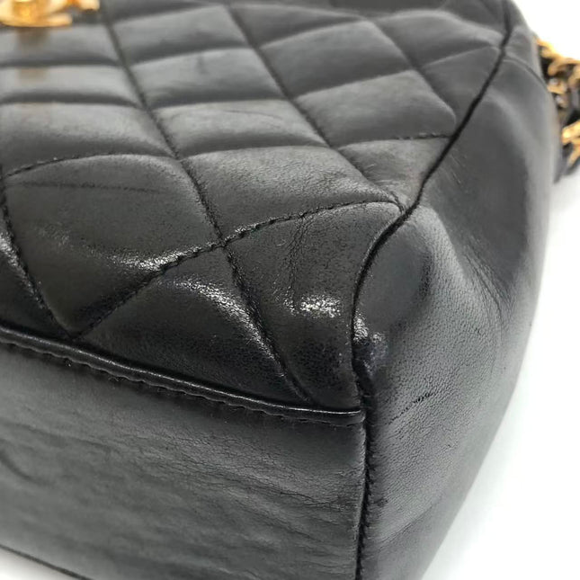 Chanel Vintage Camera Bag Black Lambskin Leather Gold Hardware, 1996-1997