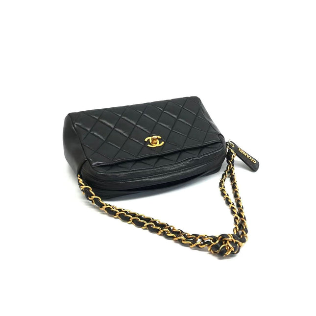 Chanel Vintage Camera Bag Black Lambskin Leather Gold Hardware, 1996-1997