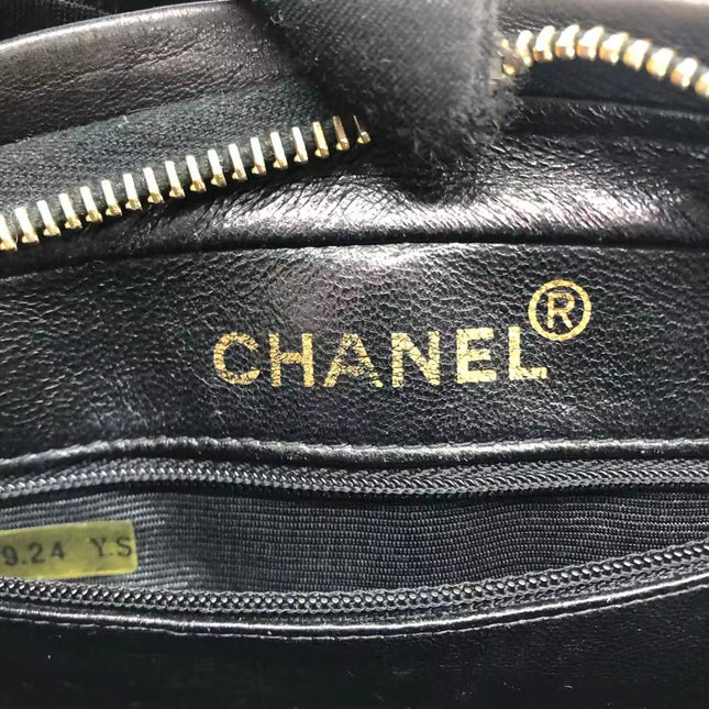 Chanel Vintage Camera Bag Black Lambskin Leather Gold Hardware, 1996-1997