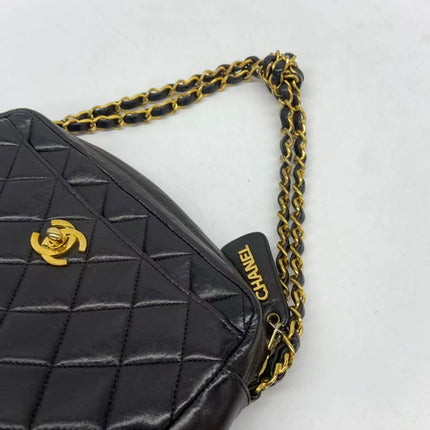 Chanel Vintage Camera Bag Black Lambskin Leather Gold Hardware, 1996-1997