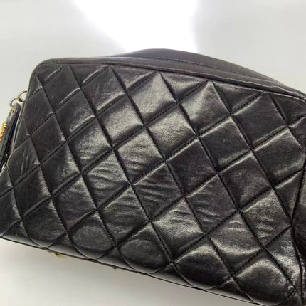 Chanel Vintage Camera Bag Black Lambskin Leather Gold Hardware, 1996-1997