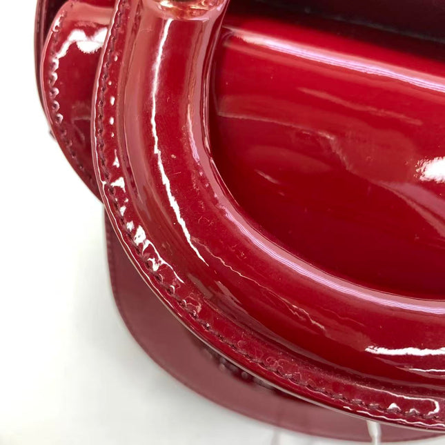 Lady Dior Mini 2019 Red Patent Leather Gold-tone Chain Strap