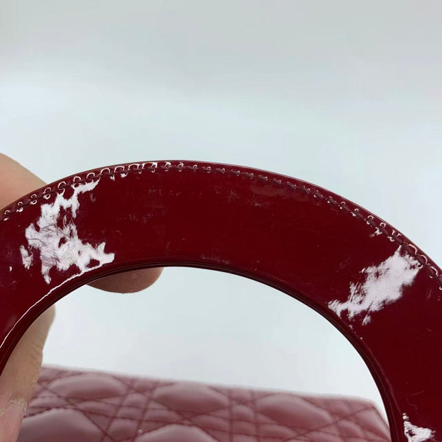 Lady Dior Mini 2019 Red Patent Leather Gold-tone Chain Strap