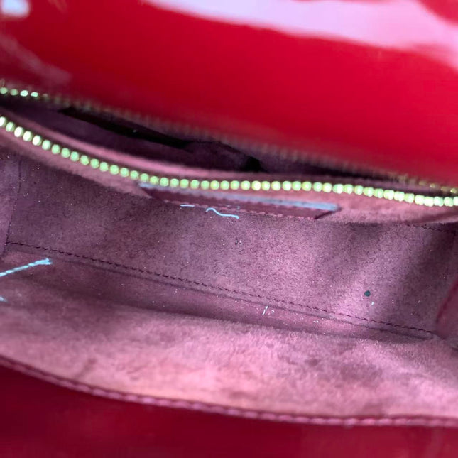 Lady Dior Mini 2019 Red Patent Leather Gold-tone Chain Strap