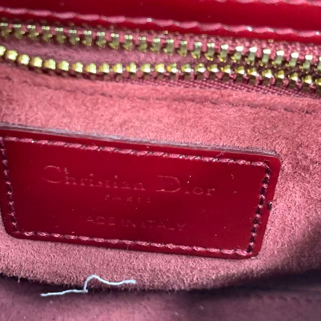 Lady Dior Mini 2019 Red Patent Leather Gold-tone Chain Strap