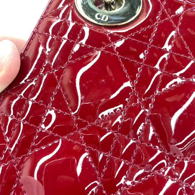 Lady Dior Mini 2019 Red Patent Leather Gold-tone Chain Strap