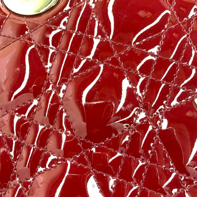 Lady Dior Mini 2019 Red Patent Leather Gold-tone Chain Strap