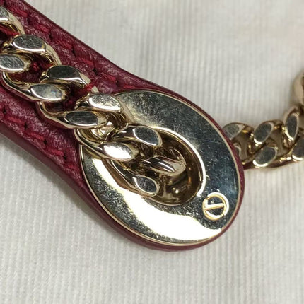 Lady Dior Mini Cuir d'Agneau Bordeaux Bandoulière Chaîne Métal Doré