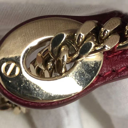 Lady Dior Mini Cuir d'Agneau Bordeaux Bandoulière Chaîne Métal Doré