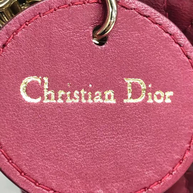 Lady Dior Mini Dark Red Lambskin Leather Gold Chain Strap 2017