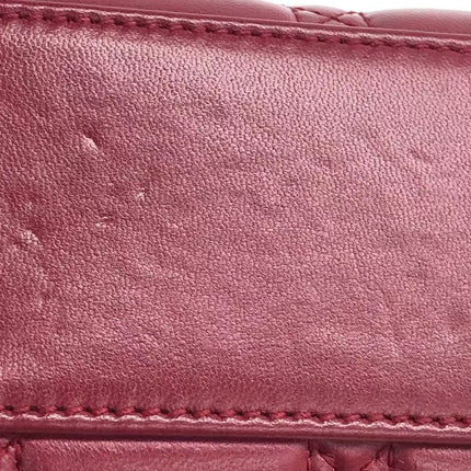 Lady Dior Mini Cuir d'Agneau Bordeaux Bandoulière Chaîne Métal Doré