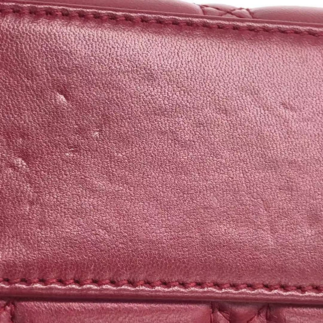 Lady Dior Mini Dark Red Lambskin Leather Gold Chain Strap 2017