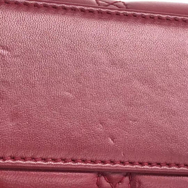 Lady Dior Mini Dark Red Lambskin Leather Gold Chain Strap 2017