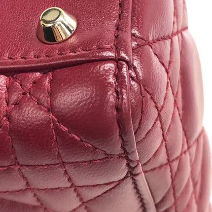 Lady Dior Mini Cuir d'Agneau Bordeaux Bandoulière Chaîne Métal Doré