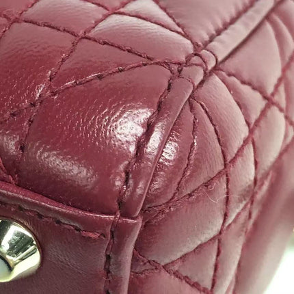 Lady Dior Mini Cuir d'Agneau Bordeaux Bandoulière Chaîne Métal Doré