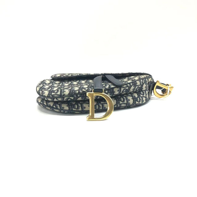 Dior Saddle Medium Navy Oblique Monogram Canvas Shoulder Bag