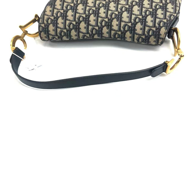 Dior Saddle Medium Navy Oblique Monogram Canvas Shoulder Bag