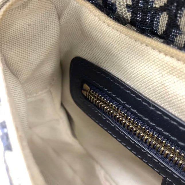 Dior Saddle Medium Navy Oblique Monogram Canvas Shoulder Bag
